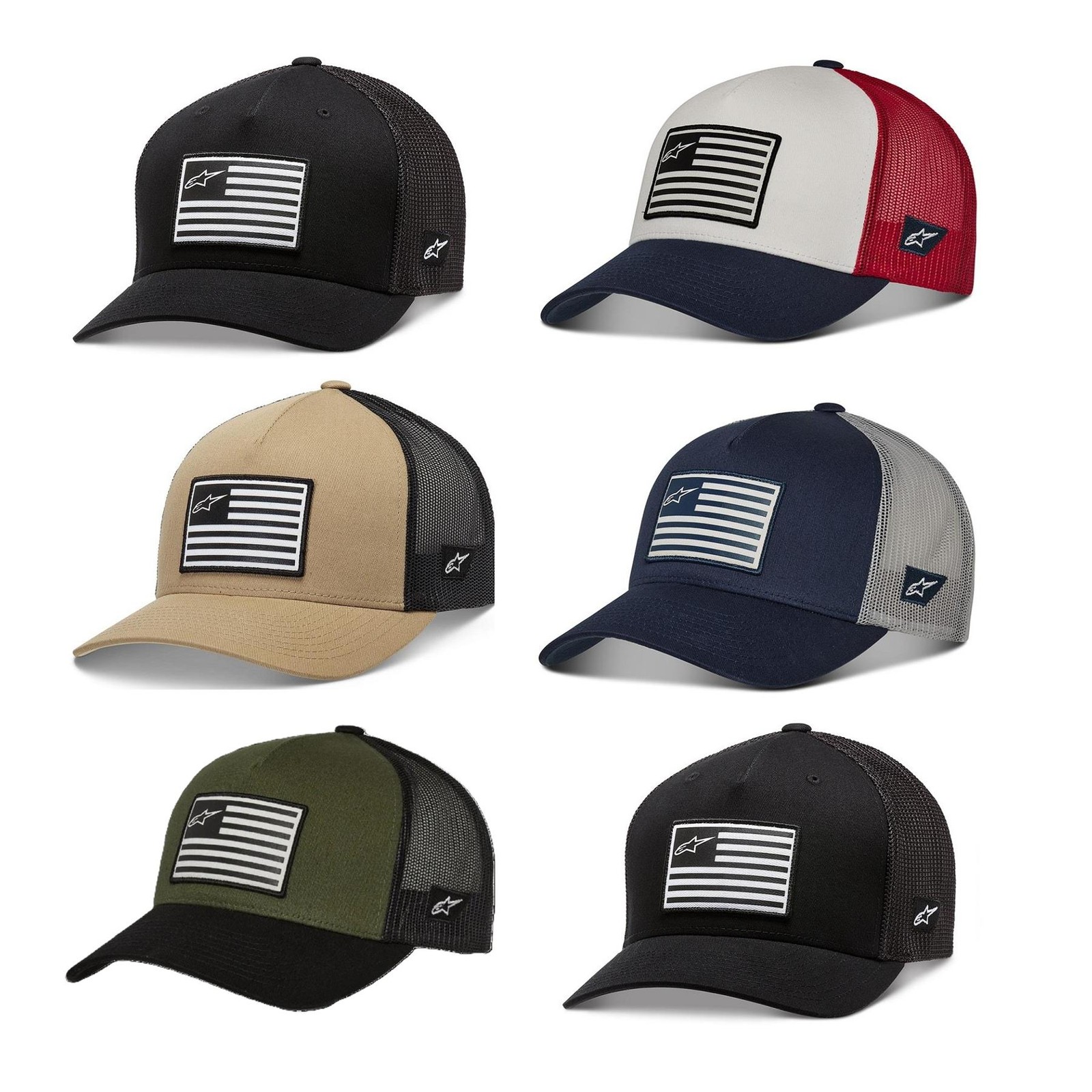 Alpinestars Flag Hat Unisex Casual Baseball Cap Snap Back Black White Red