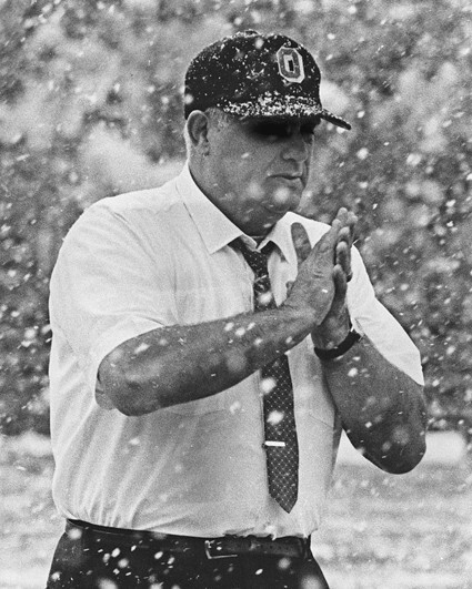 1967 Ohio State Buckeyes WOODY HAYES Glossy 8x10 Photo Snow Football Game Poster