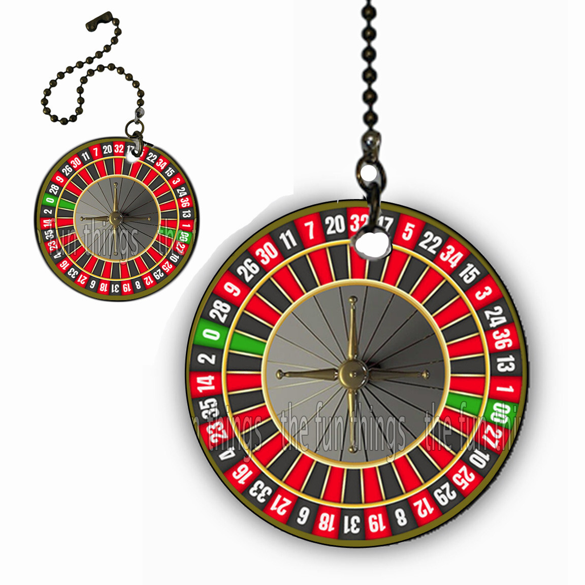 Gambling Roulette Wheel 2-Sided Ceiling Fan Lighting Pull Chain 6" Extension