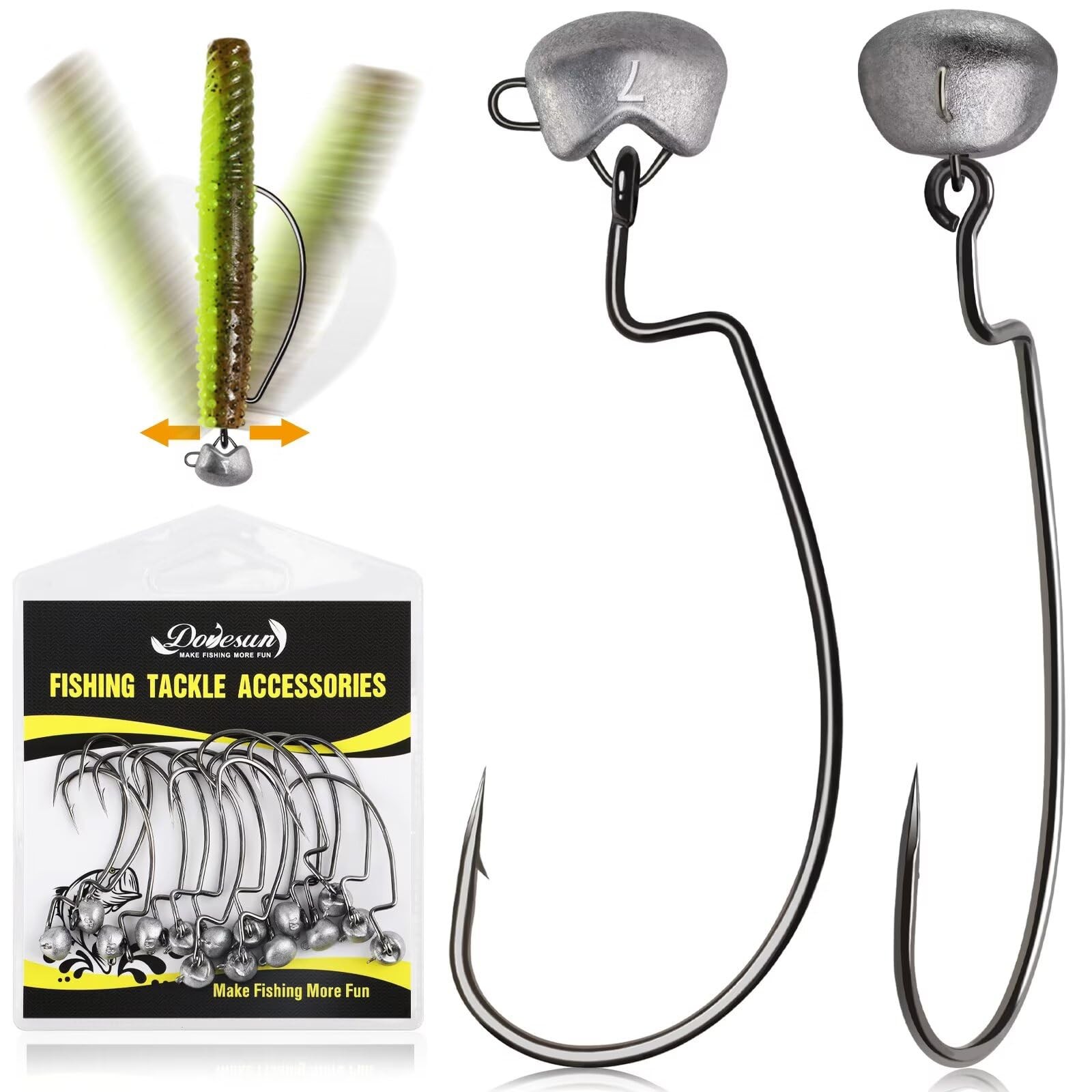 Dovesun Ned Rig Jig Heads Weedless Head for Medium, C-1/8oz(3.5g)-2/0
