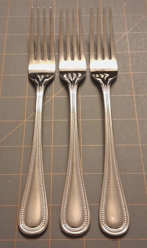 Lot Of 3 Wallace Gramercy 18/10 Beaded 8 3/8" Dinner Fork Flatware Piece Lot