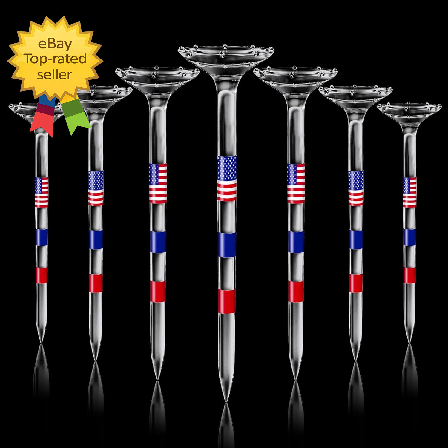 Plastic Golf Tees 3 14 Inch Big Cup 8 Prong Low Friction USA Flag 50 80 Pack