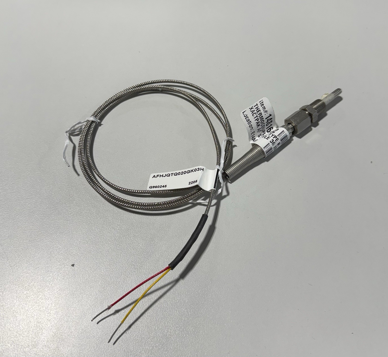 Watlow Style AF Insulated Thermocouple XACTPAK Type K 36" Lead AFHJQTQ020GK03H
