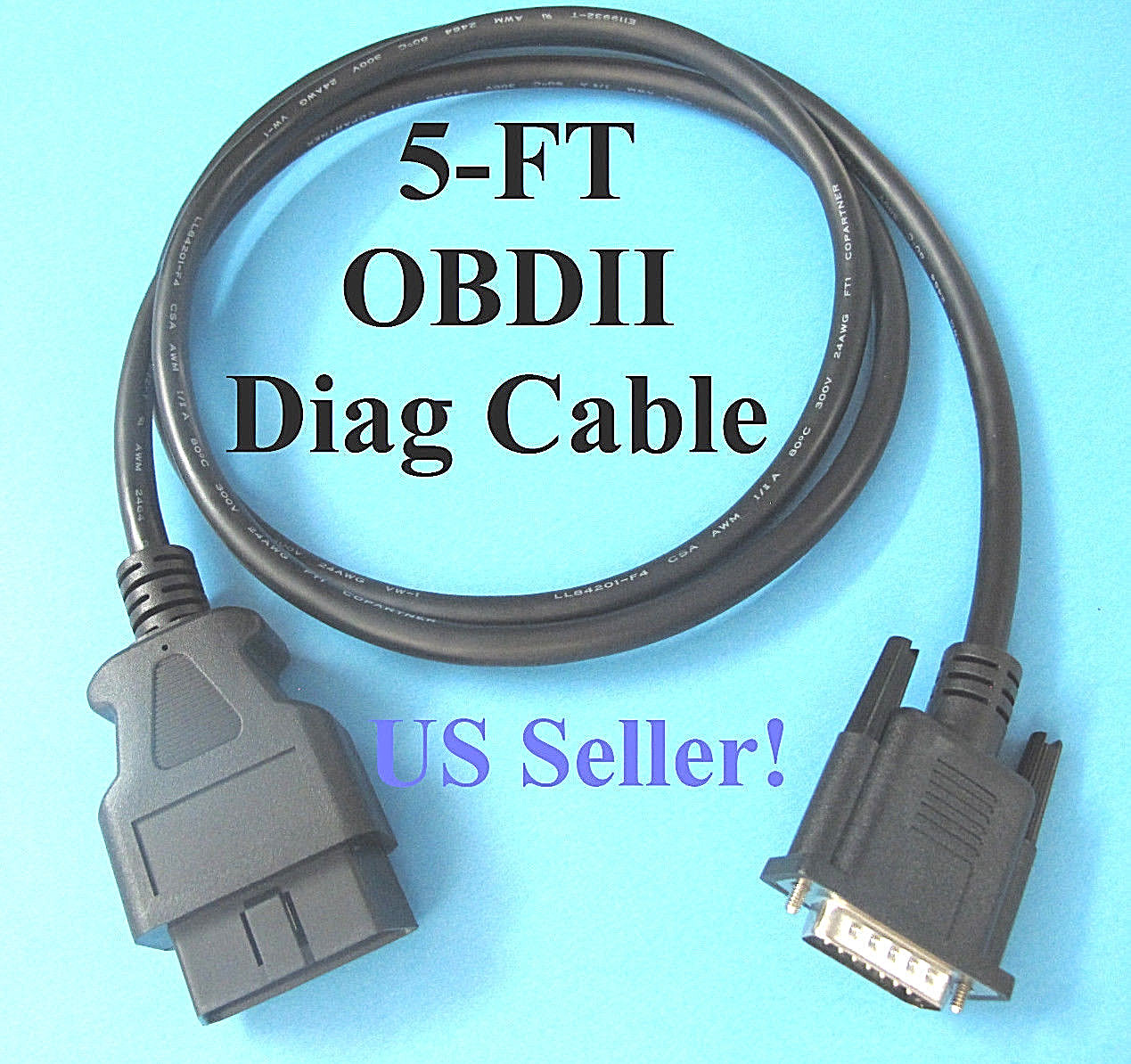 OBD2 OBDII Cable Compatible with Autel AutoLink AL519 AL539 AL609 AL619 Scanners