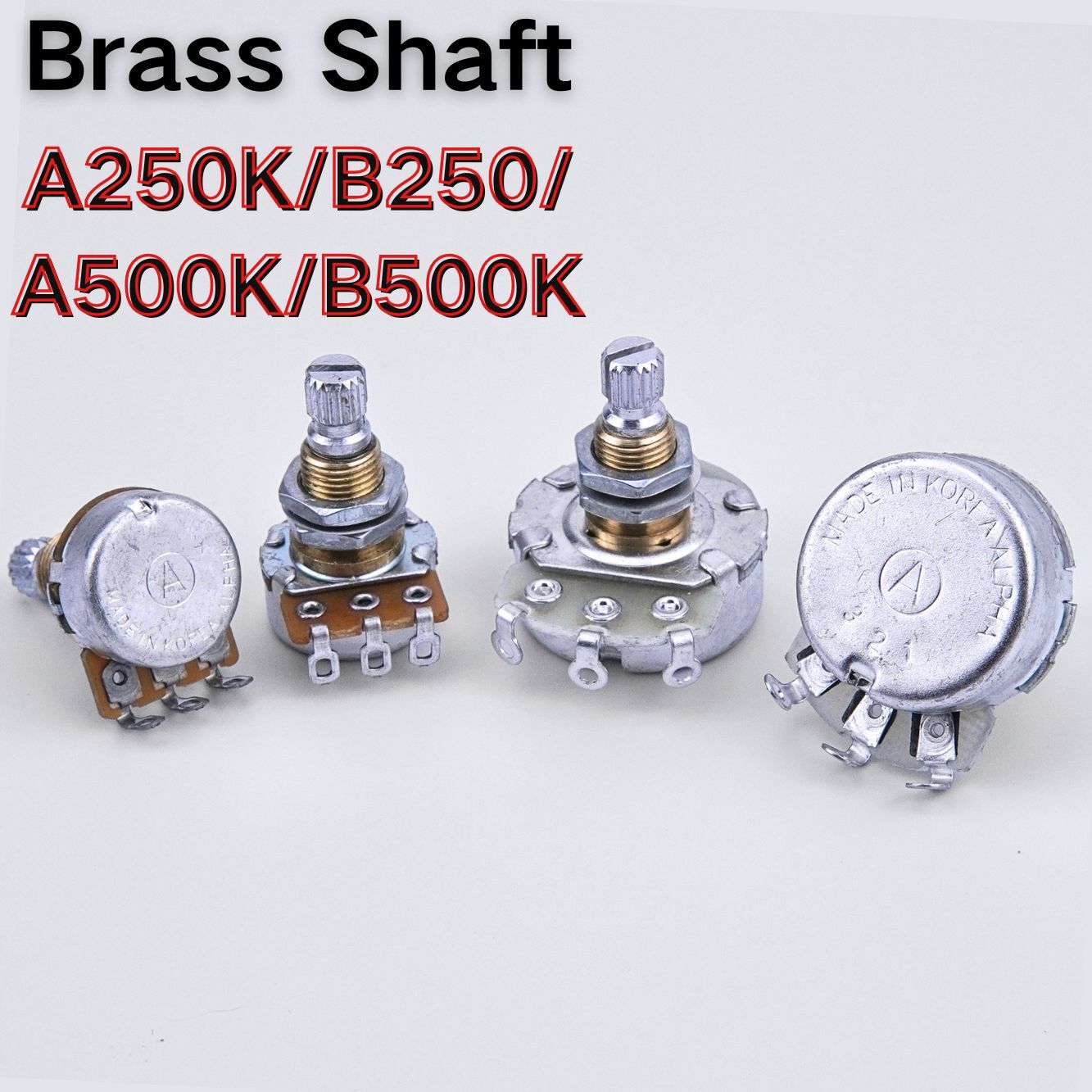 2 PCS Alpha Audio Taper Brass Shaft Potentiometer(POT) For Electric Guitar Bass