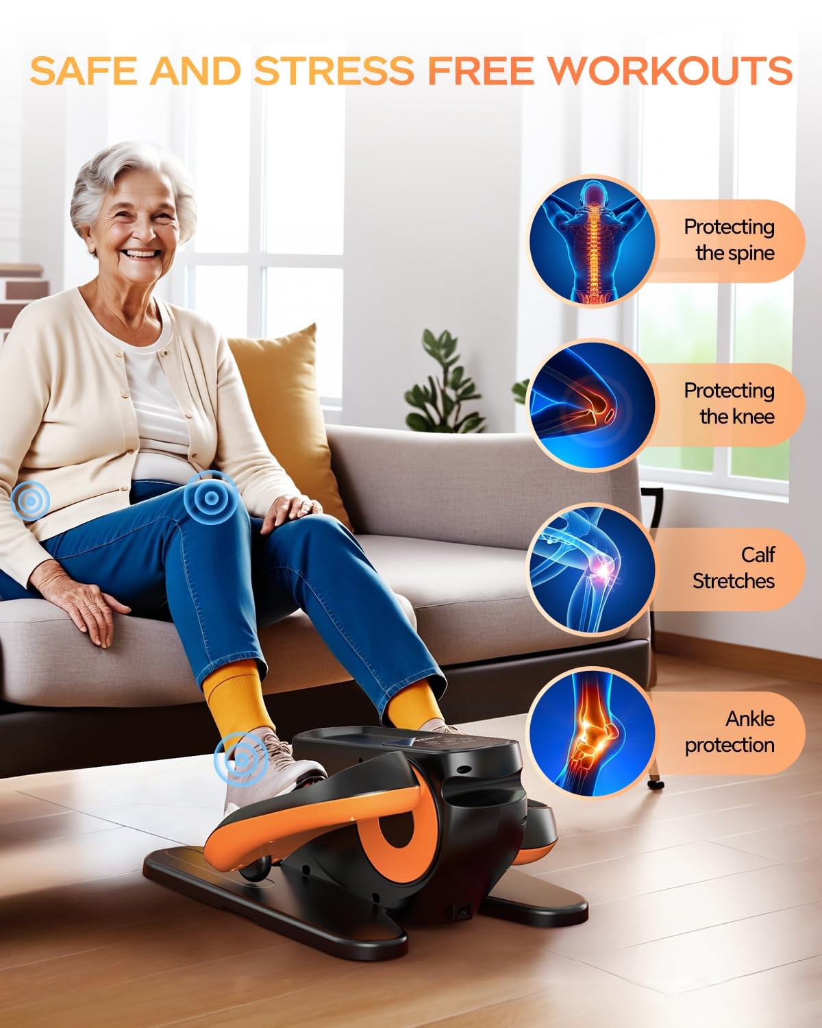 Under Desk Elliptical Machine with 12 Adjustable Speed, Quiet & Portable Seat...