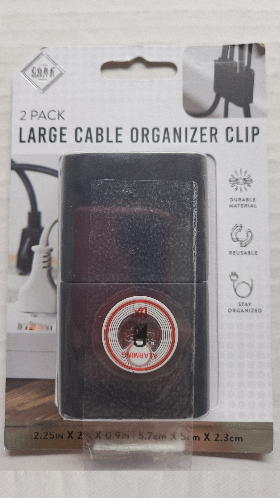 Core Supply Co. 2=Pack Large Cable Organizer Clip - 2.25 in X 2 in X 0.9 in