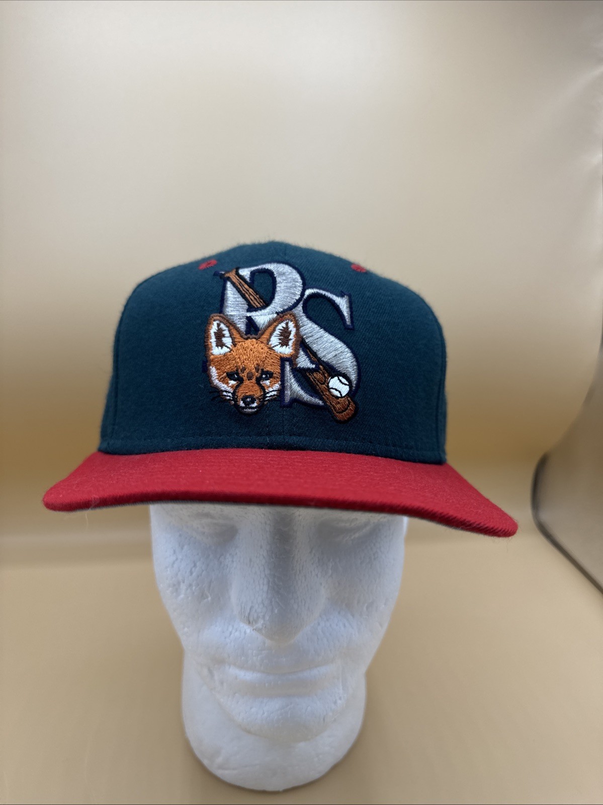 VTG Columbus Redstixx New Era Snapback Hat – Rare Fox Logo – USA – Red & Green