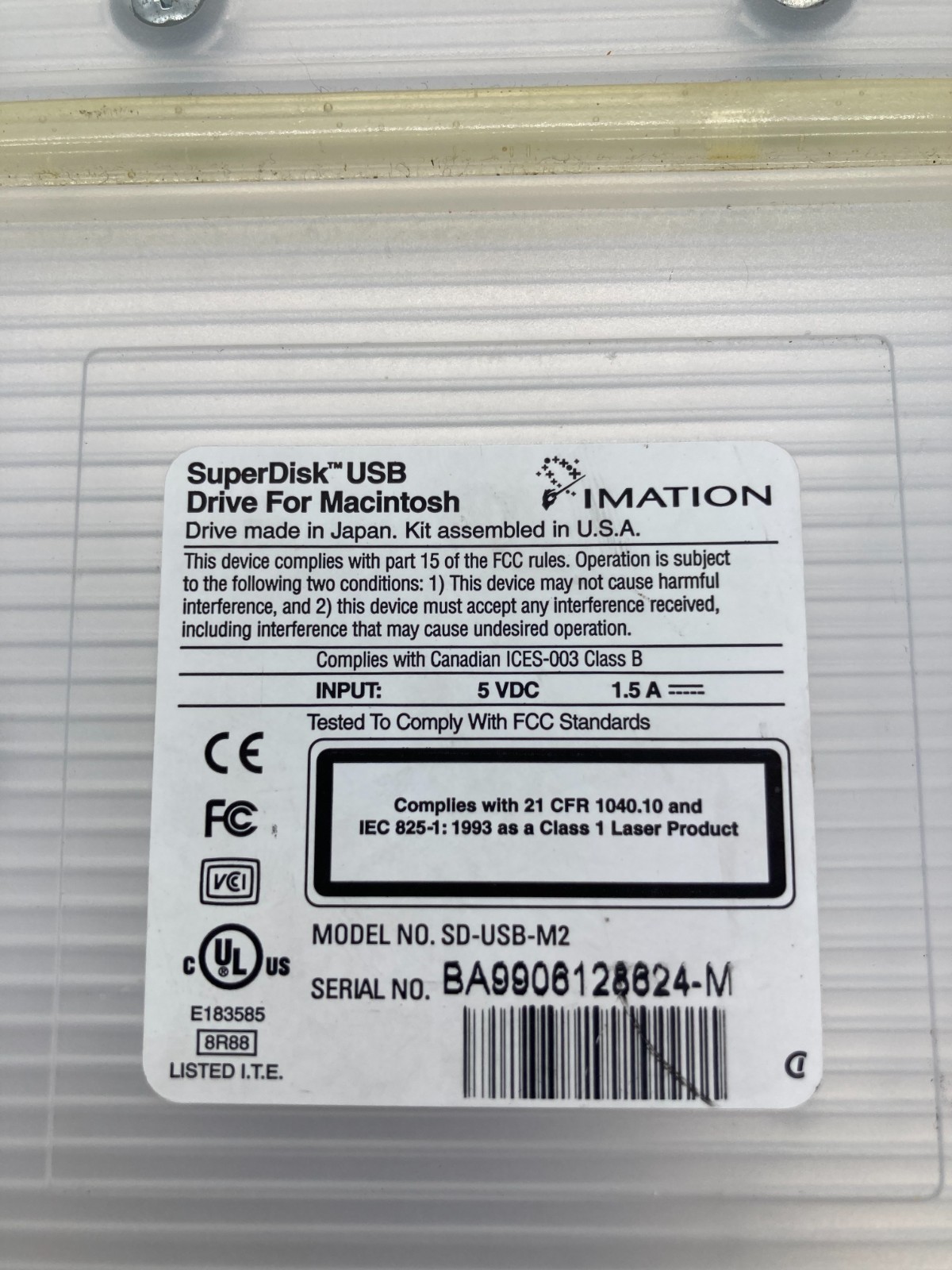 Imation SuperDisk USB Drive For Macintosh - SD-USB-M2 - External - Untested