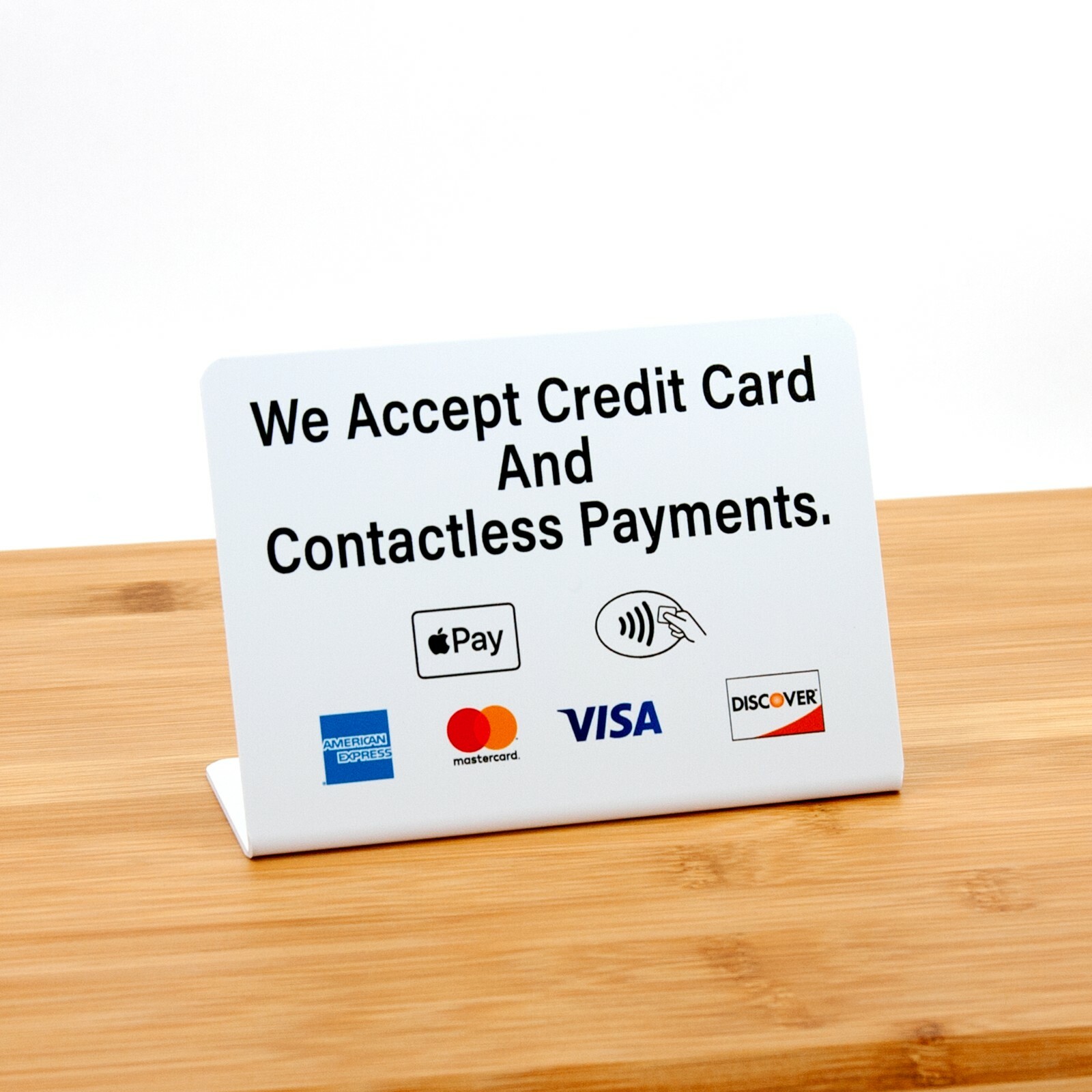 6pk Contactless Payments & Credit Cards Signs, Plastic L Style, Free Shipping