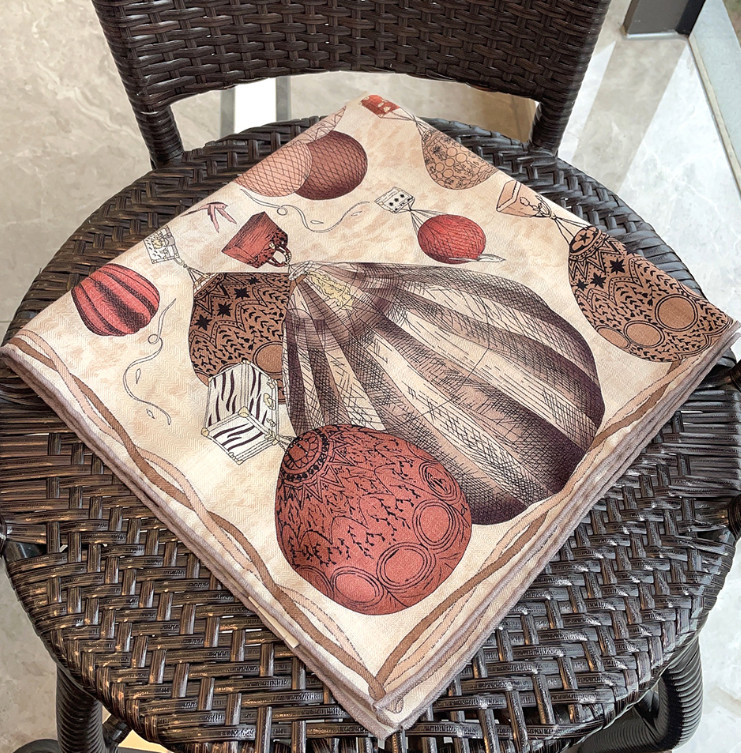 70% Cashmere 30% Silk 25'' Wrap Scarf Double Face Print Shawl Pink balloon Print