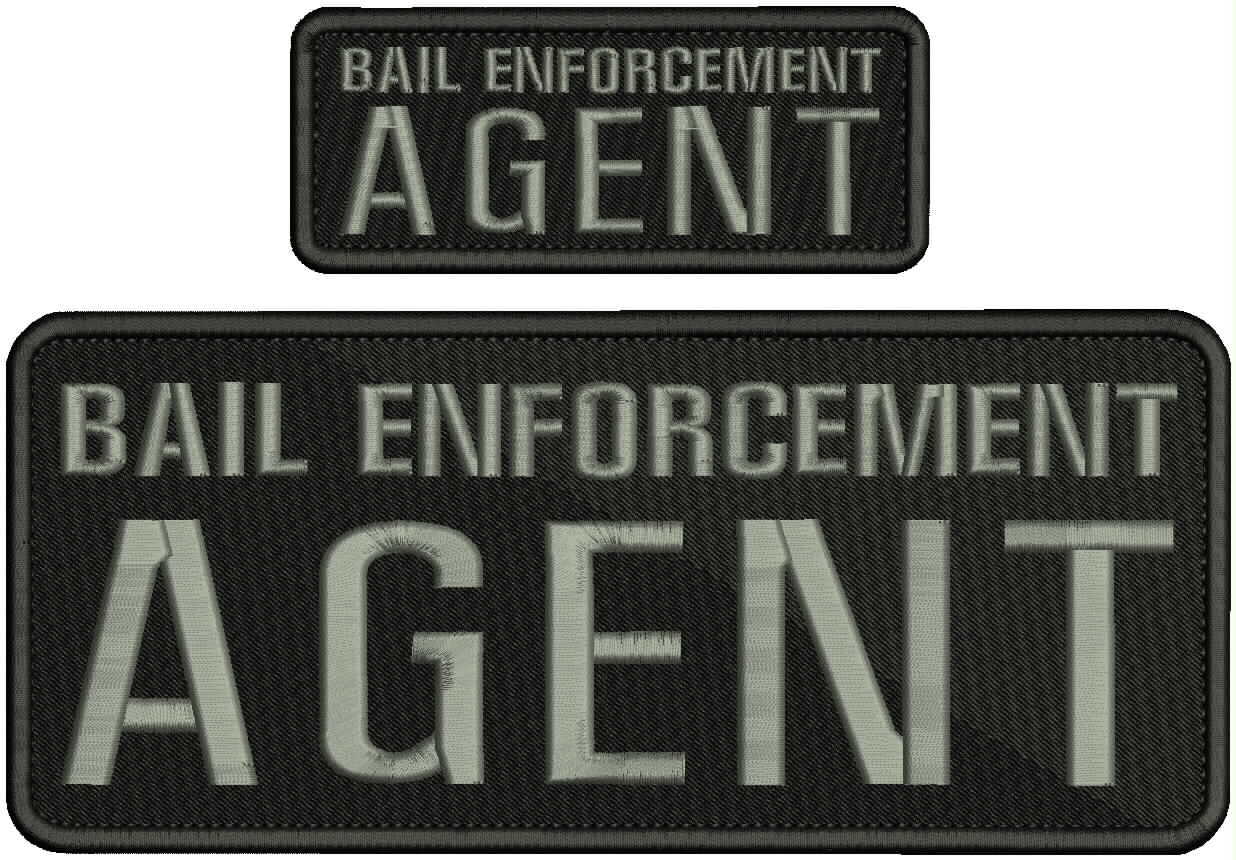 BAIL E AGENT EMB PATCH 4X10 AND 2X5 HOOK ON BACK BLK/GRAY