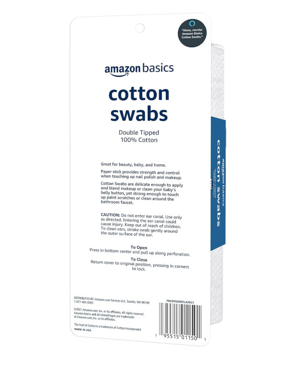 Cotton Swabs for Personal Hygiene and Baby Care, 500 Count, 1 Pack