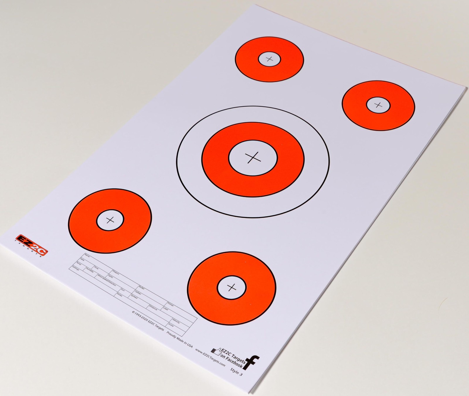 EZ2C Targets Style 3: Paper Shooting Targets 11"x17" USA Made
