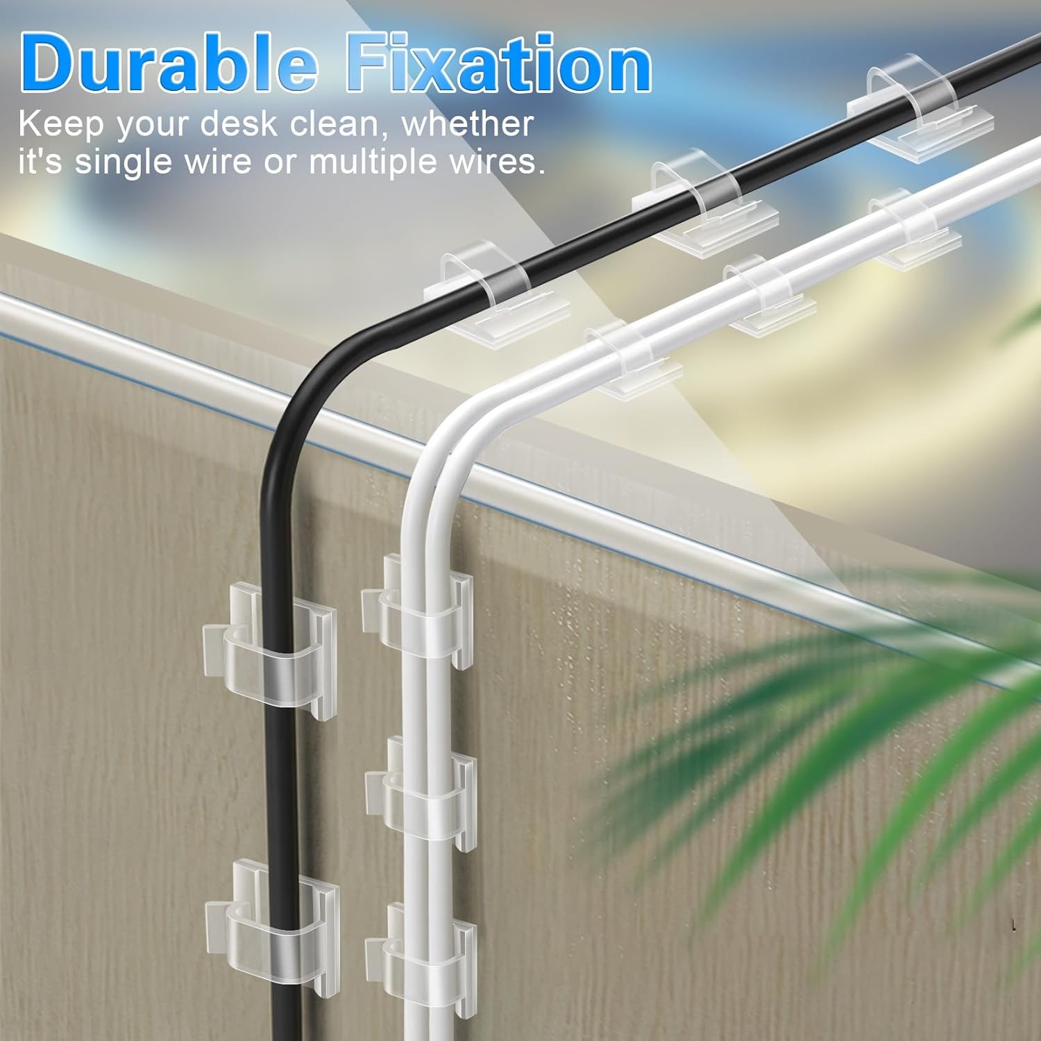 60 PCS 5/8” Adhesive Cable Wire Clips Clear, Outdoor Light Clips, Cable Staples