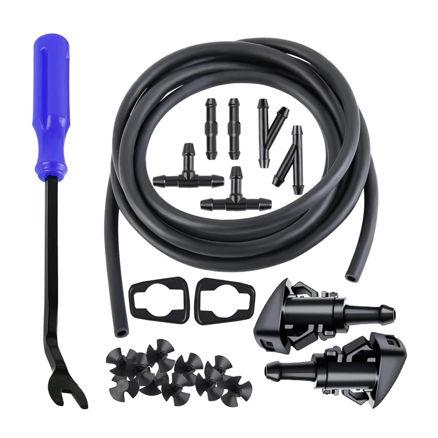AUCELI Windshield Washer Hose Kit 22 Pcs Set, 4M Washer Fluid Hose, 6 Pcs Hos...