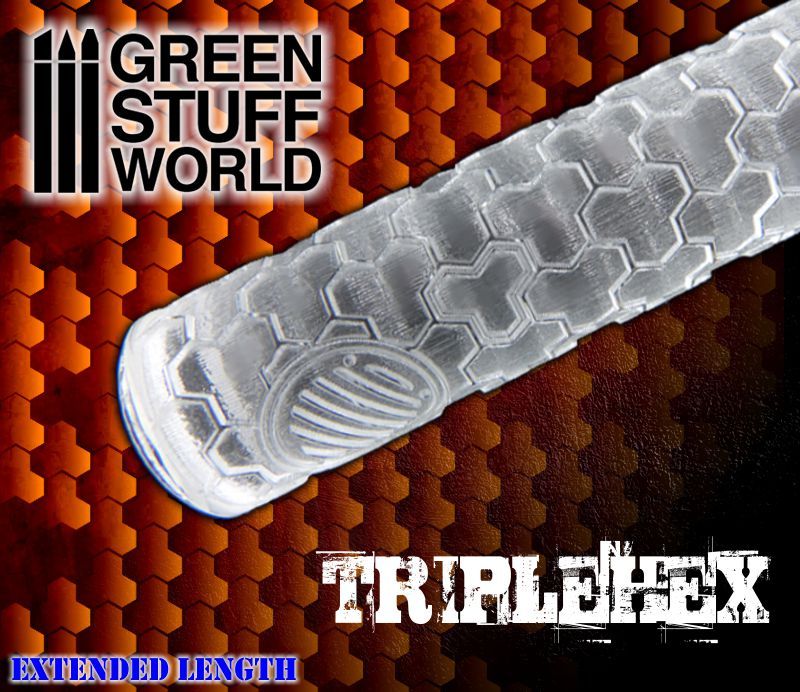 Rolling Pin - TRIPLEHEX Texture Terrain Roller for Wargames and miniature bases