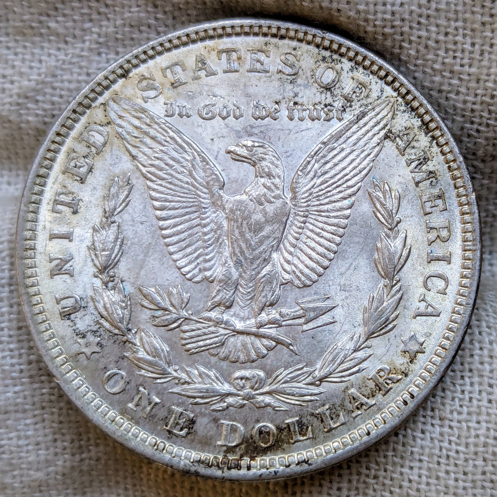 1921 Morgan Dollar UNC BU MS : Toned, Lustrous, Uncirculated - .9 Fine Silver