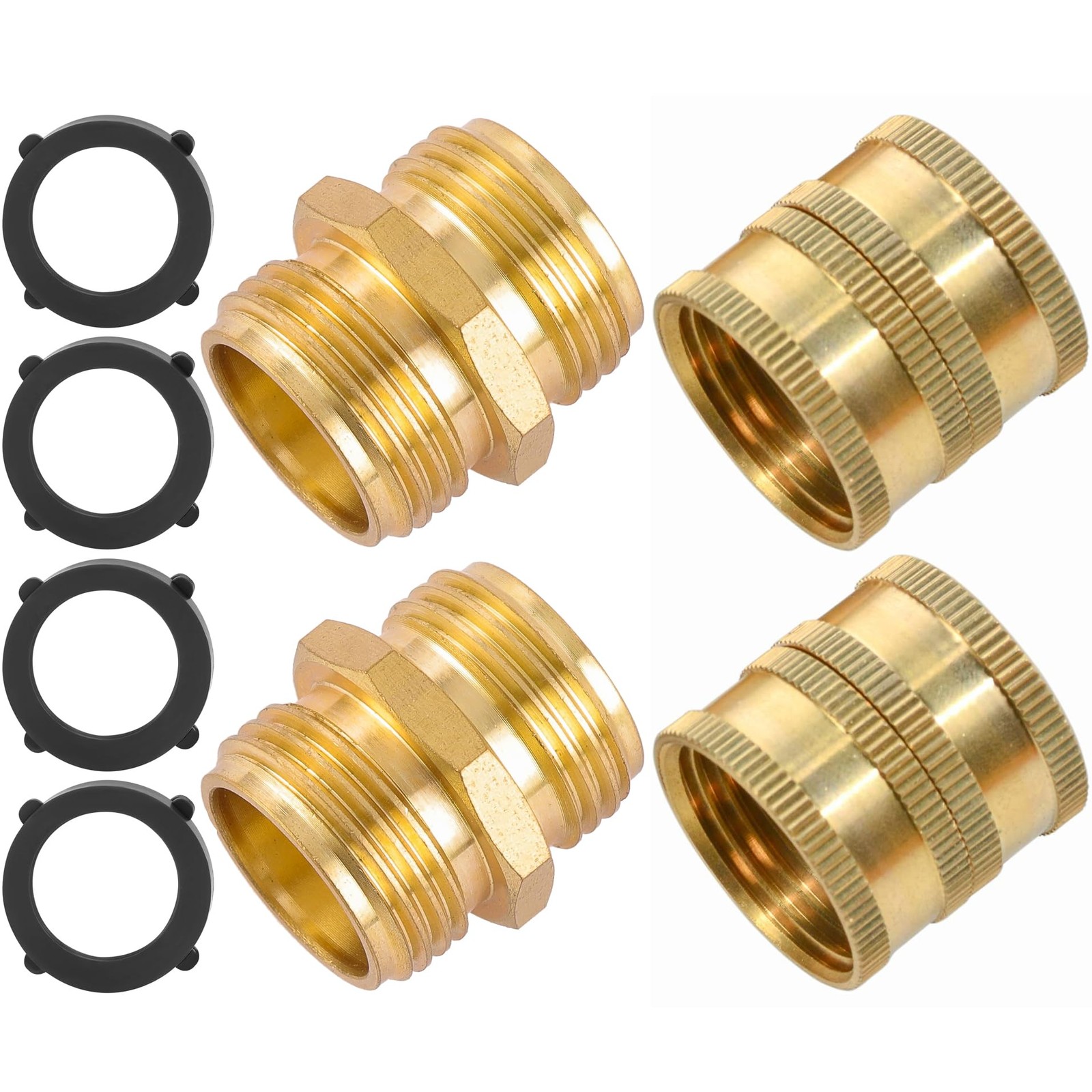 Sanpaint 4 Pack 3/4 Inch Brass Double Female & Male(4 Pack),