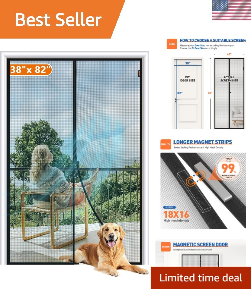 Magnetic Screen Door, Fit Door Size 38 x 82 Inch, Actual Screen Size 40 x 83 Inc