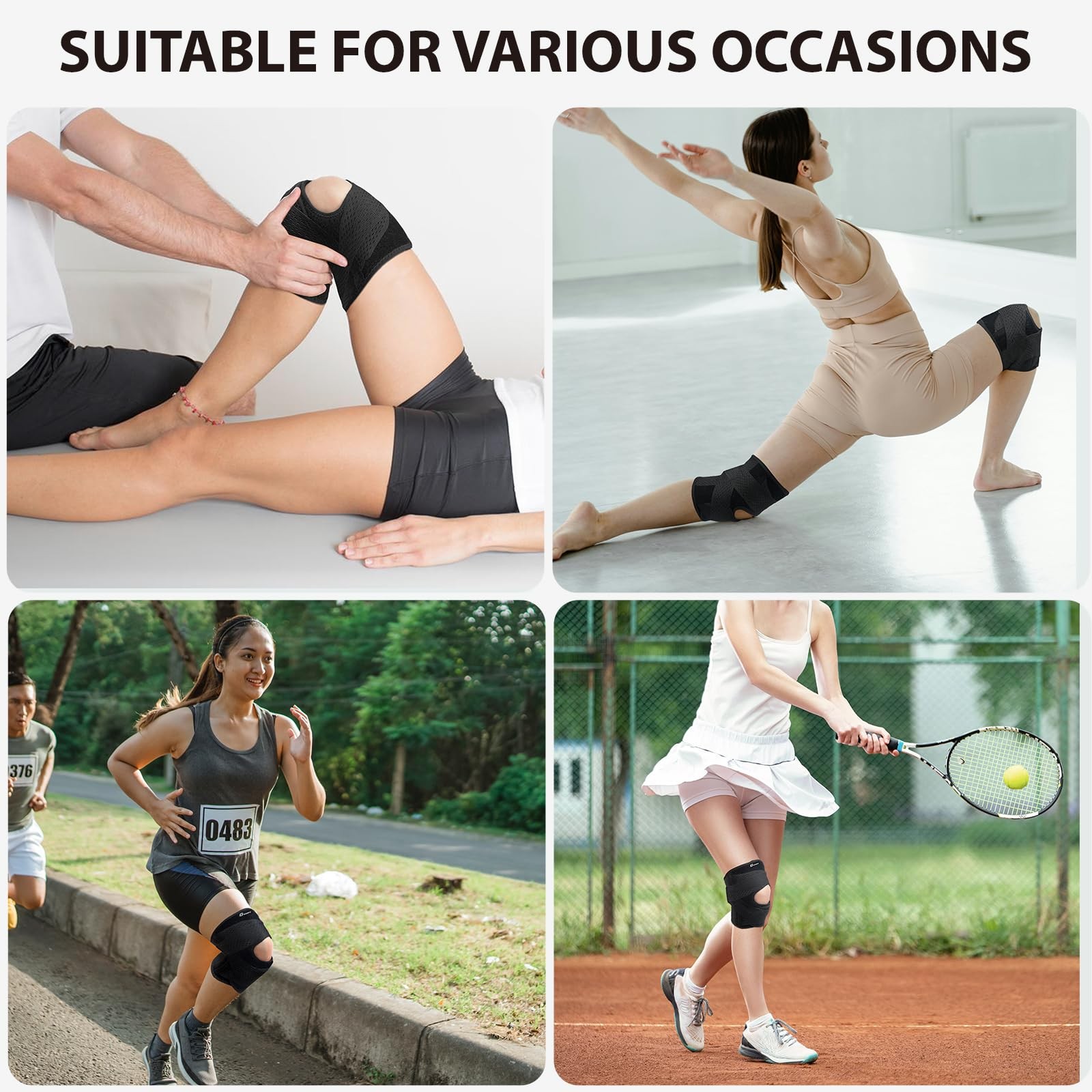 Knee Brace with Side Stabilizers for Meniscus Tear, Adjustable Knee Wrap for ...