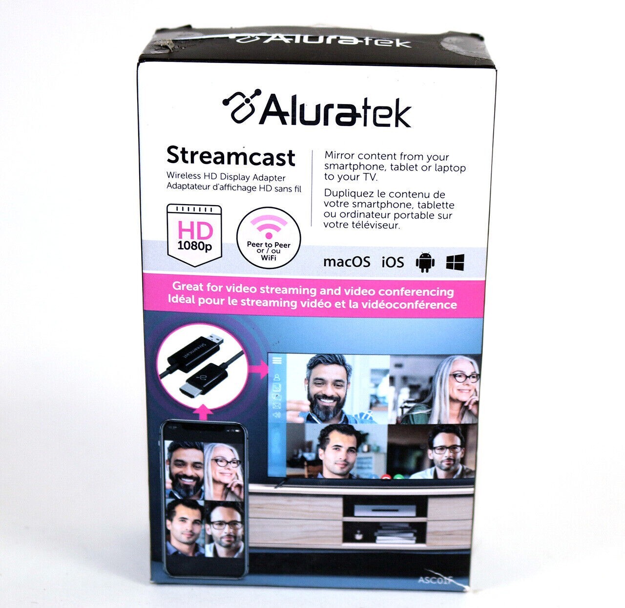 Aluratek Streamcast Wireless HDMI Display/TV adapter for PC/Mobile/Tablet ASC01F