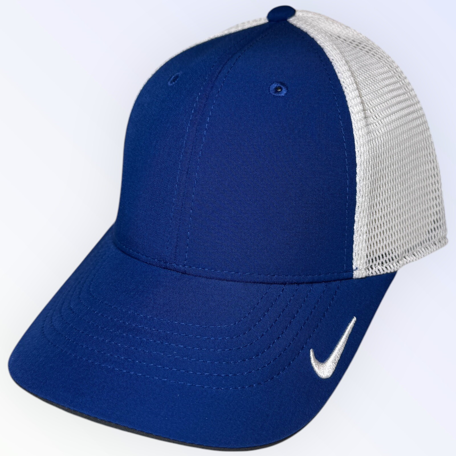New Nike Legacy 91 Dri-Fit Golf Hat Blue & White Small / Medium Mesh Flexfit Uni