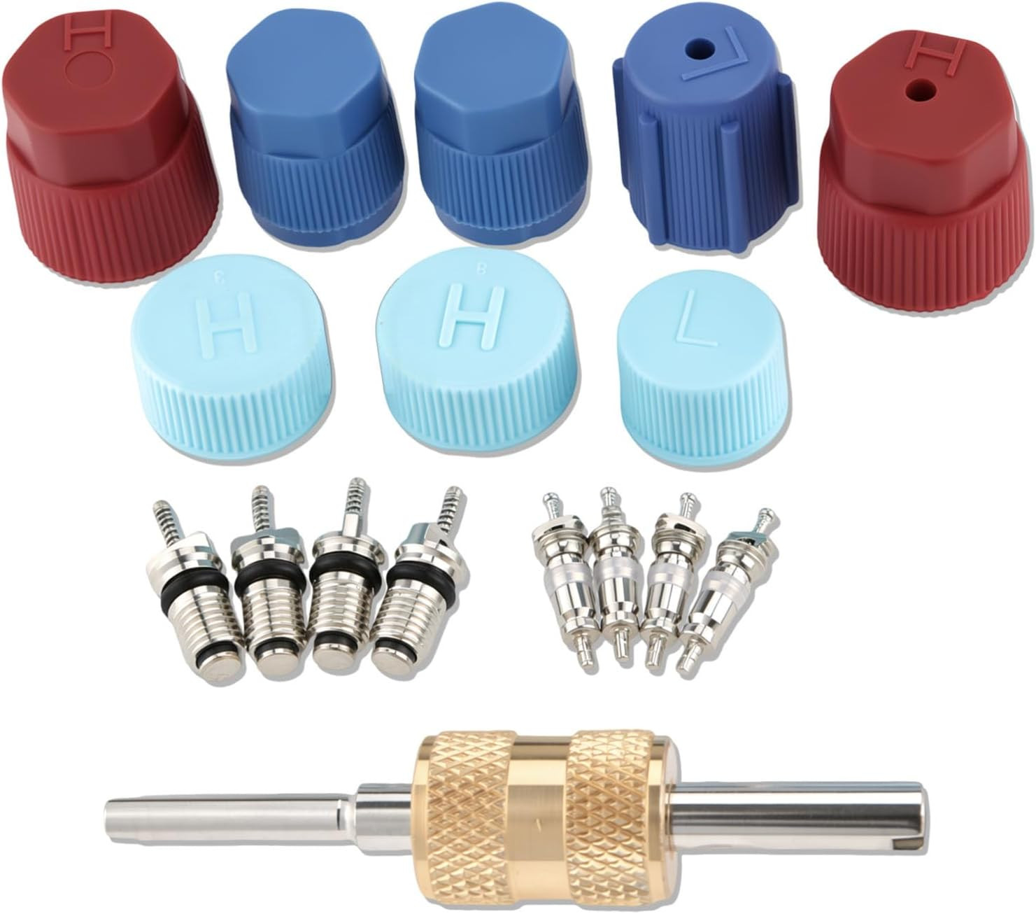 17Pcs Air Conditioning Valve Core Kit Schrader Valve Cores Accessories A/C R12 R