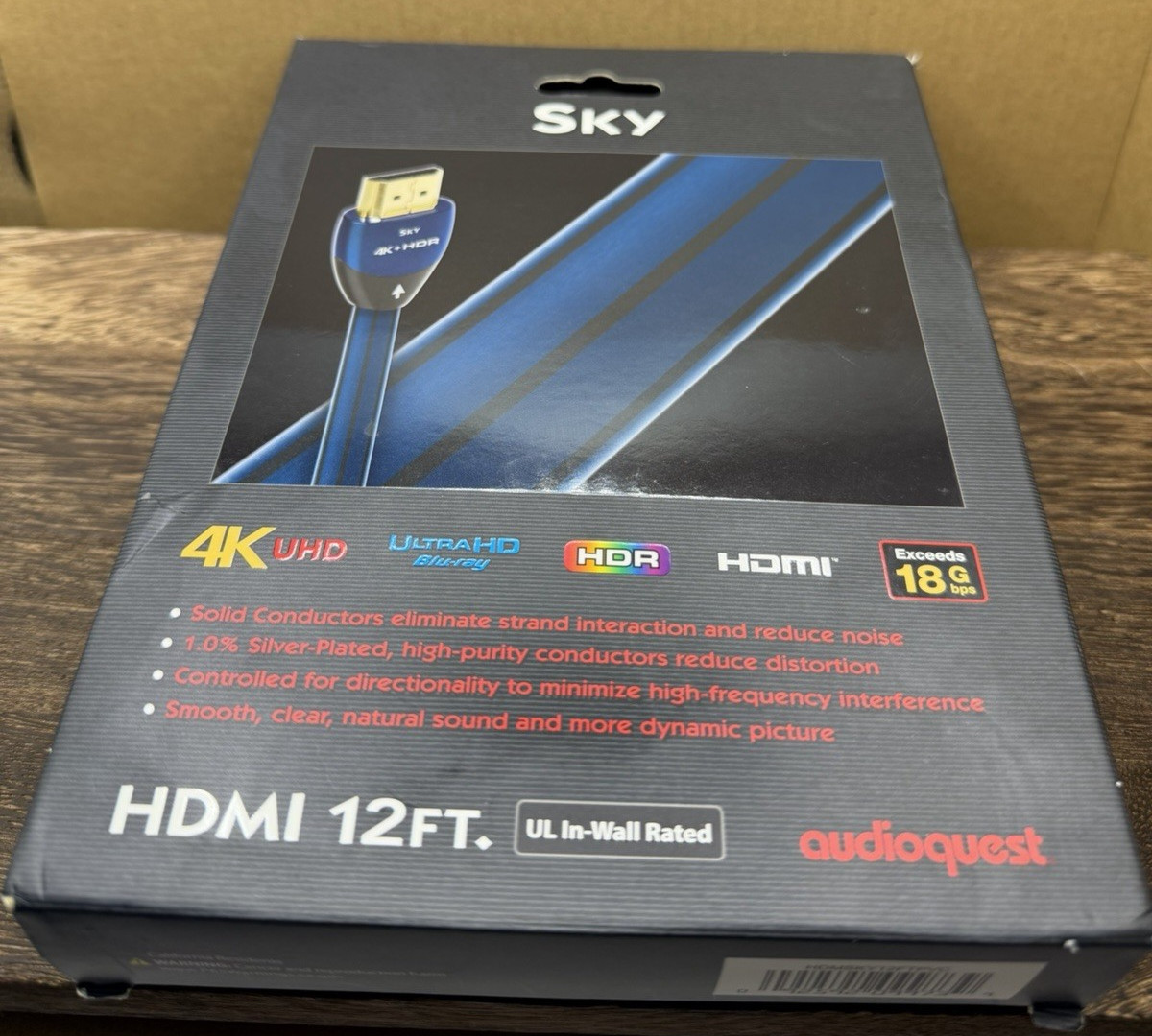 Audioquest Sky HDM 12Ft Cable 4K UHD HDR 3D Ethernet ARC 18Gbps - UL In-Wall