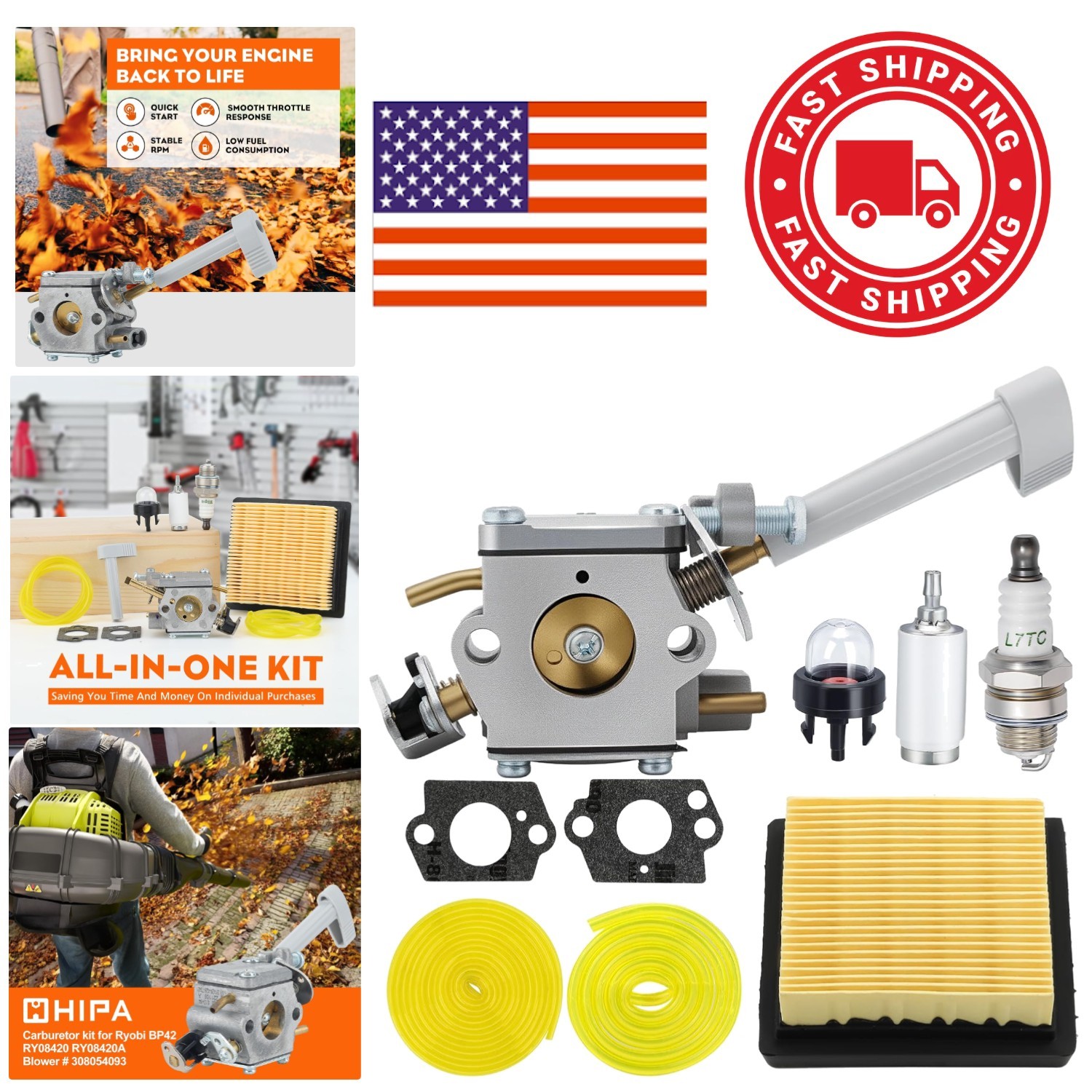 BP42 Carburetor Replacement For Backpack Leaf Blower Easy Installation Kit