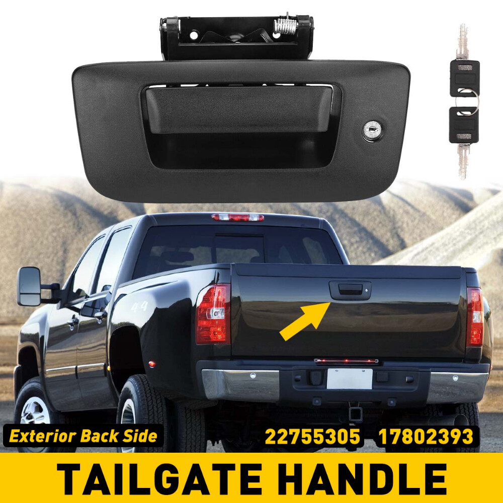 Tailgate Handle Latch w/Lock & Bezel For 2007-2014 Chevy Silverado GMC Sierra