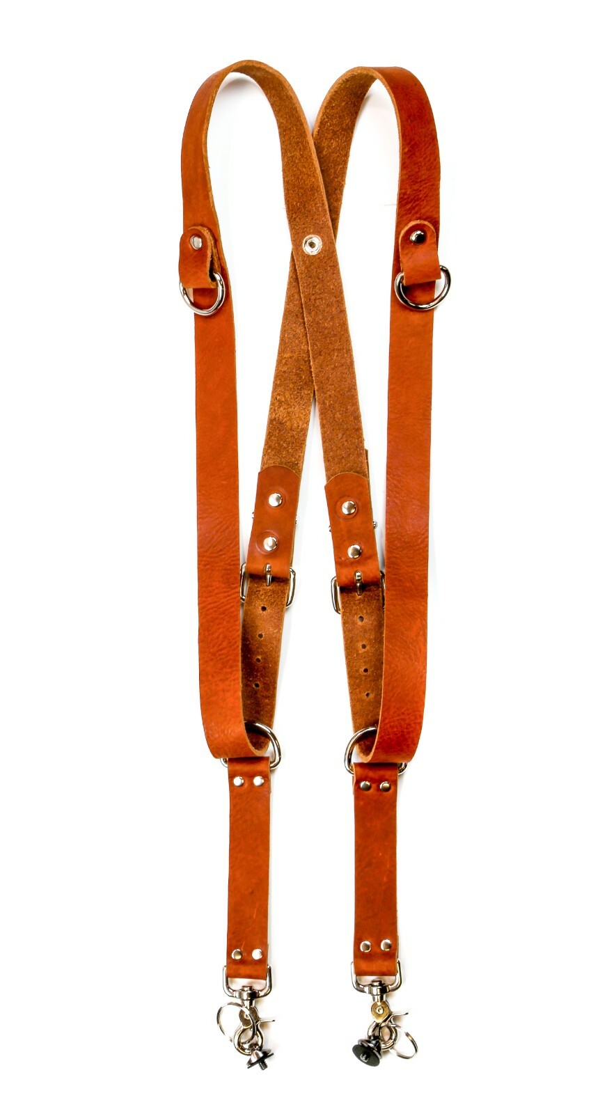 Leather Dual Harness Shoulder Strap Two Camera Adjustable Size Tan Saddle USA