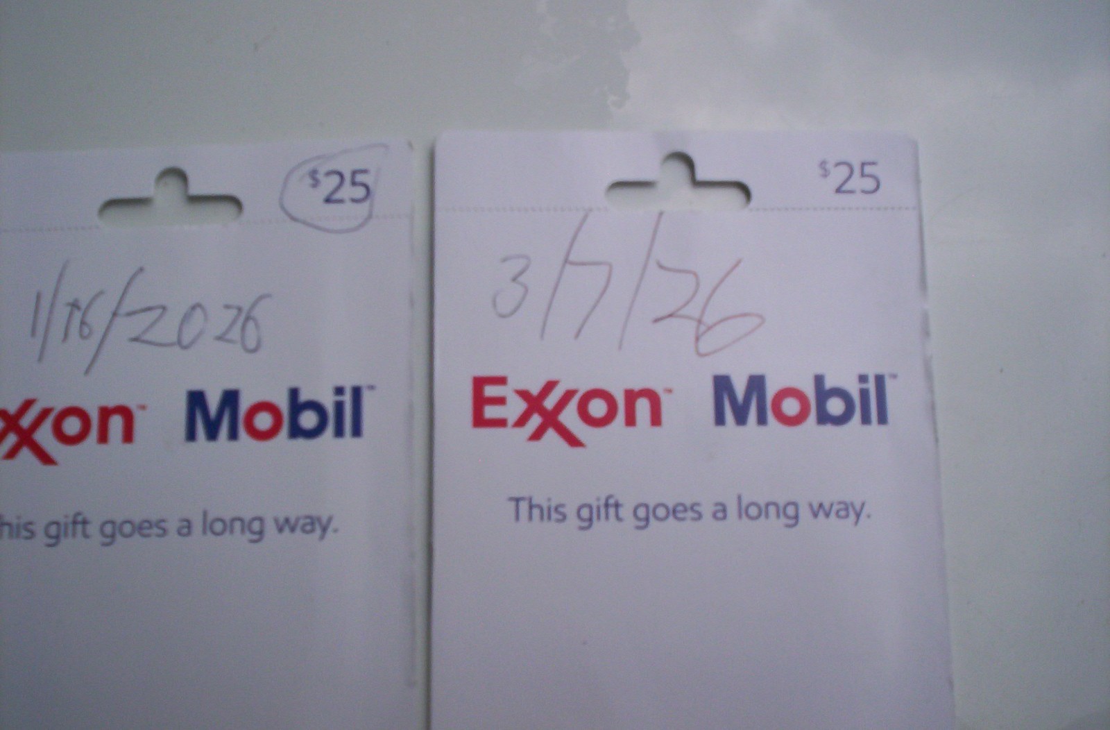 2 $25 Exxon Mobil Gas Gift Cards $50 total value VERIFIED purchased 2026