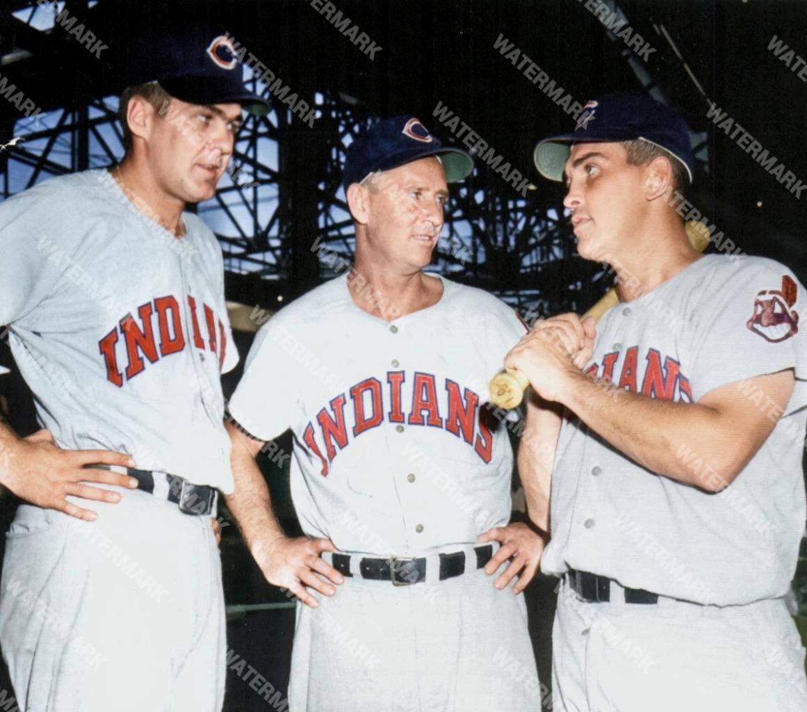 HF133 Joe Gordon Hal Woodeshick Earl Averll Cleveland 8x10 16x20 Colorized Photo