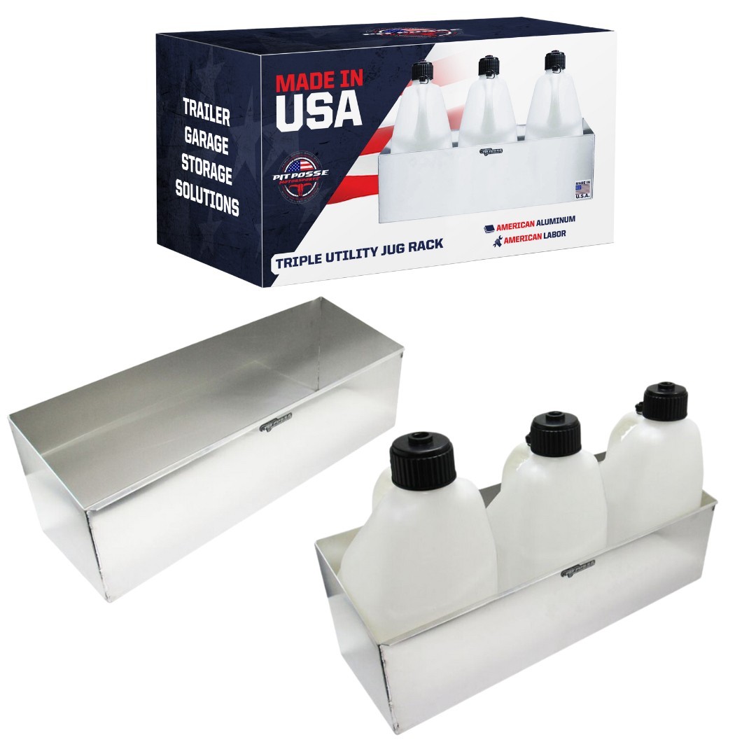 Pit Posse Made in USA Fuel Jug Rack Holder Triple Mount for Garage Trailer Shop
