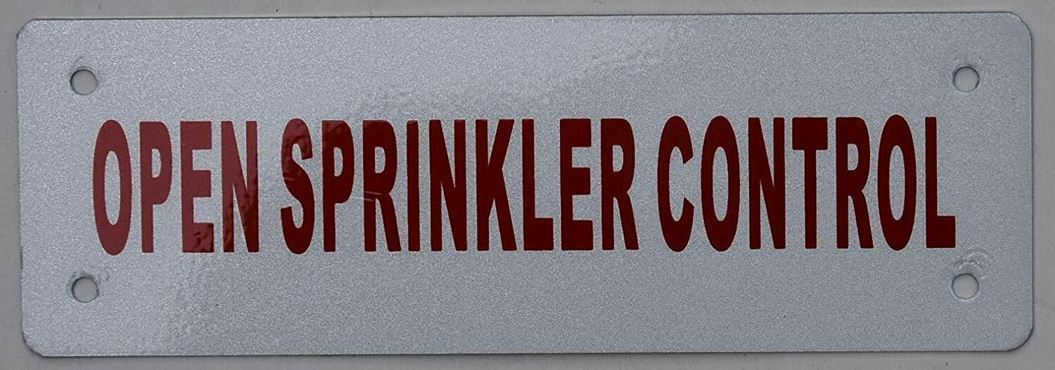Open Sprinkler Control Sign (White, Reflective !!, Aluminium 2X6)-REF24-1027