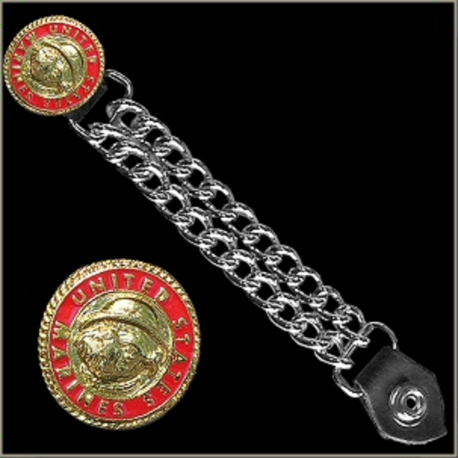 VEST EXTENDER US MARINES BULLDOG BADGE 7" for Motorcycle Biker veteran vet USA