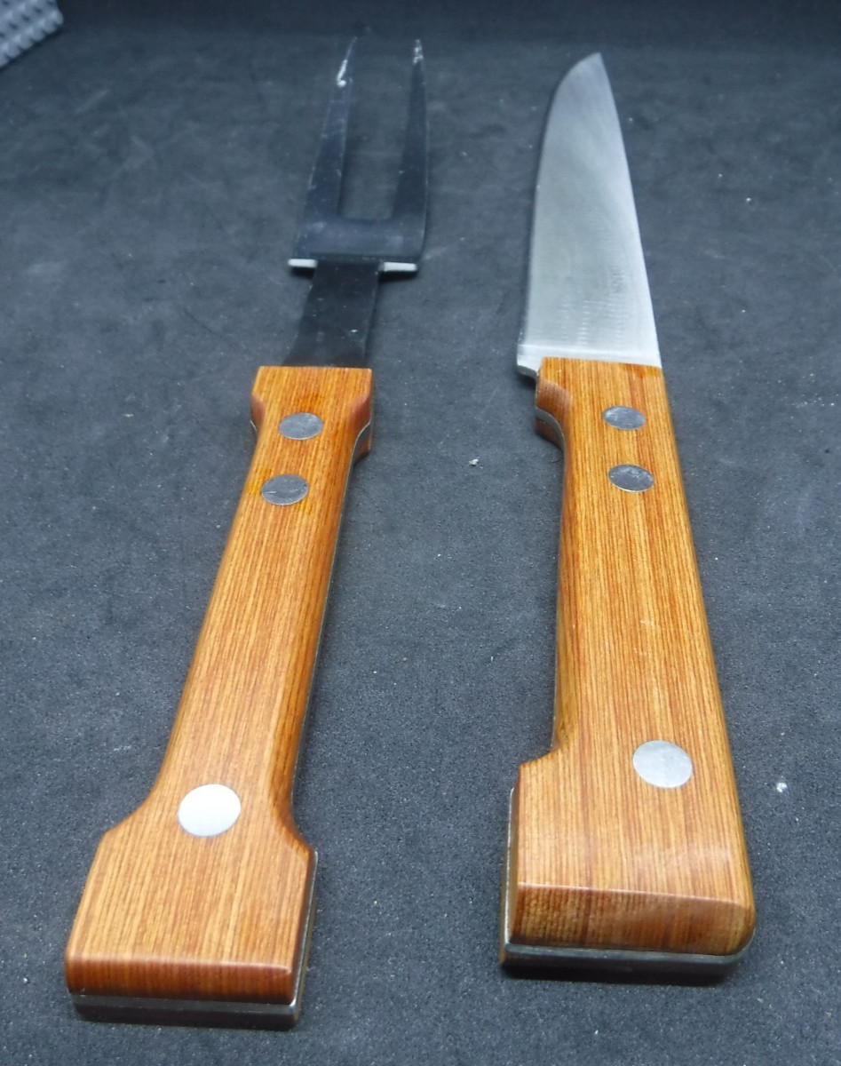 Dansk Cutlery Wooden Handle 2 Piece Carving Set Knife & Fork