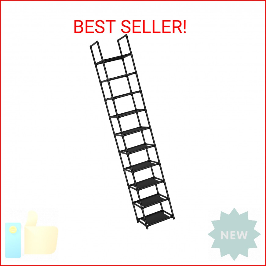 FIDUCIAL HOME 10 Tiers Shoe Rack Space Saving Vertical Single Pairs Sturdy Shoe