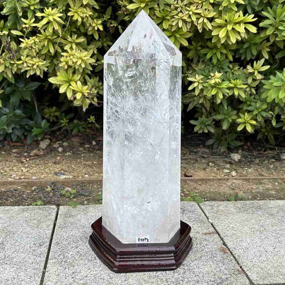 17.9LB TOP Natural clear quartz obelisk carved crystal wand point Reiki Tower