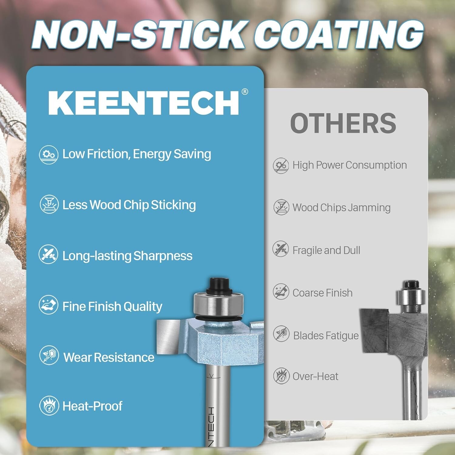 Keentech Multi Rabbet Router Bit Set with 7 Bearings Set NEW