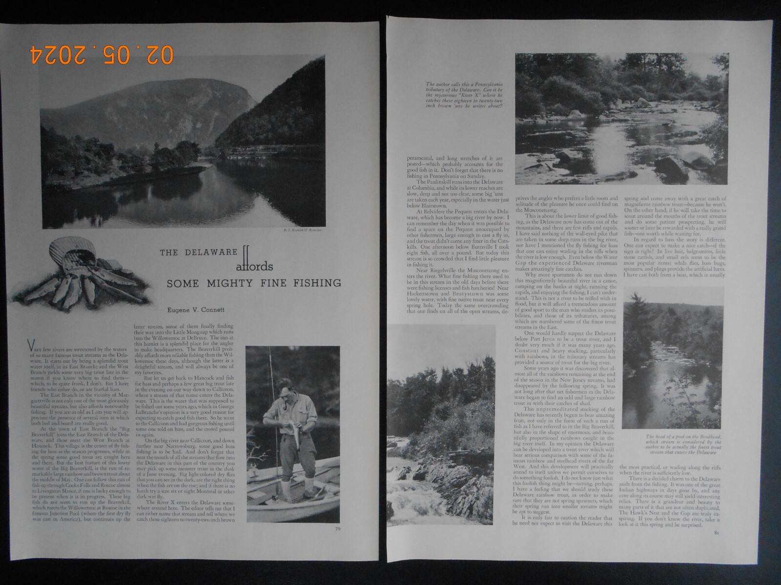 1934 Fly fishing for Trout Bass on the Delaware River Article Photos River X ?