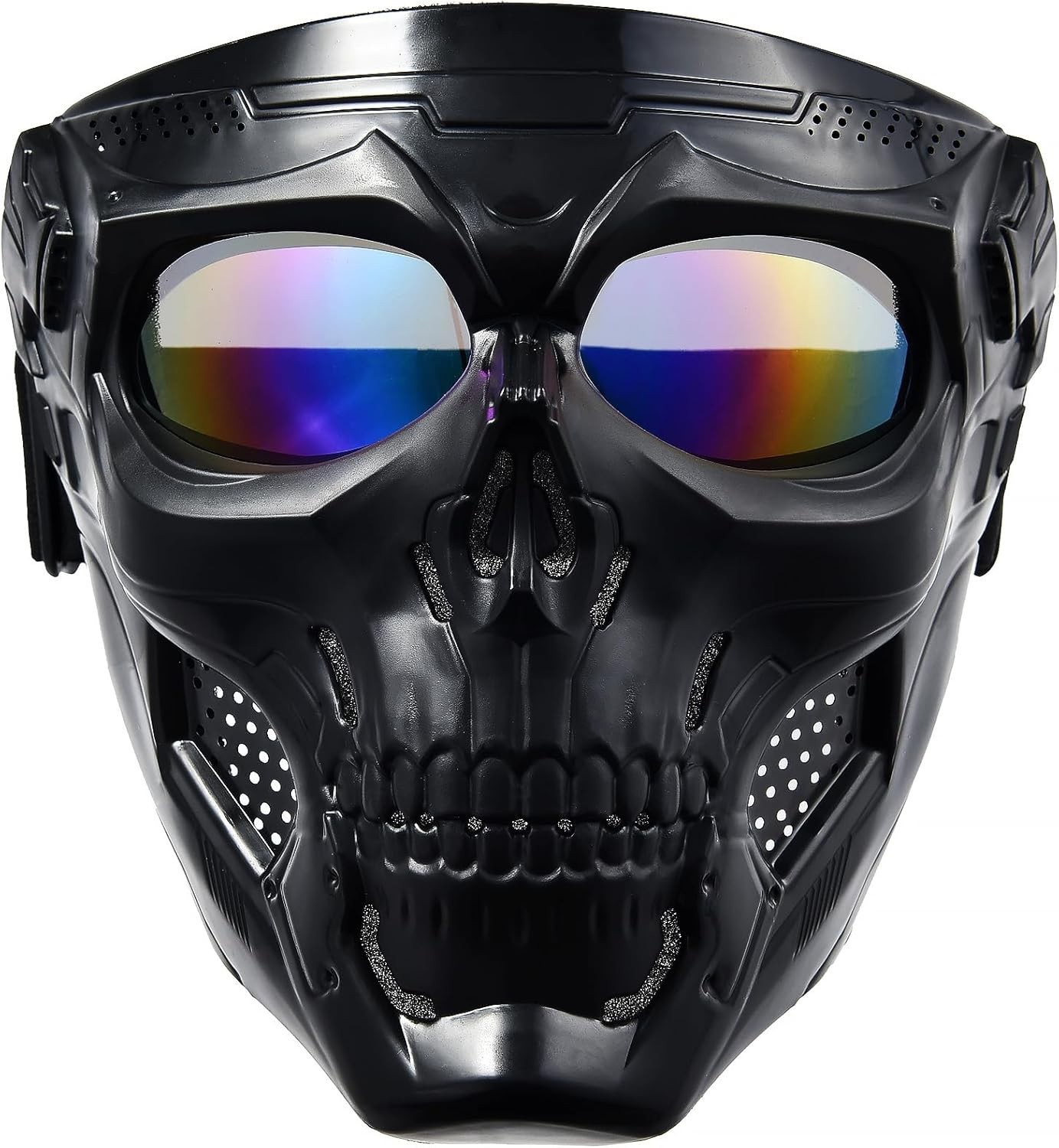 Skull Airsoft Mask Spooky Skull Full Face Mask with Goggles Impact Resistant Arm