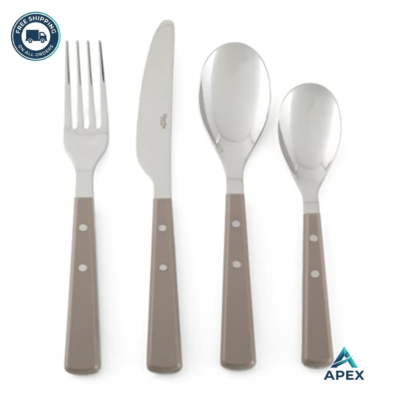 Flatware Set 16 Piece Stainless Steel Watercliffe Warm Grey ABS Handle