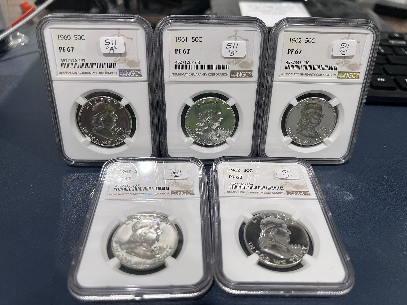 1960 - 1963 Franklin 50c Silver Half Dollar NGC PF 67 Lot of 5 Coins Bargain Bin