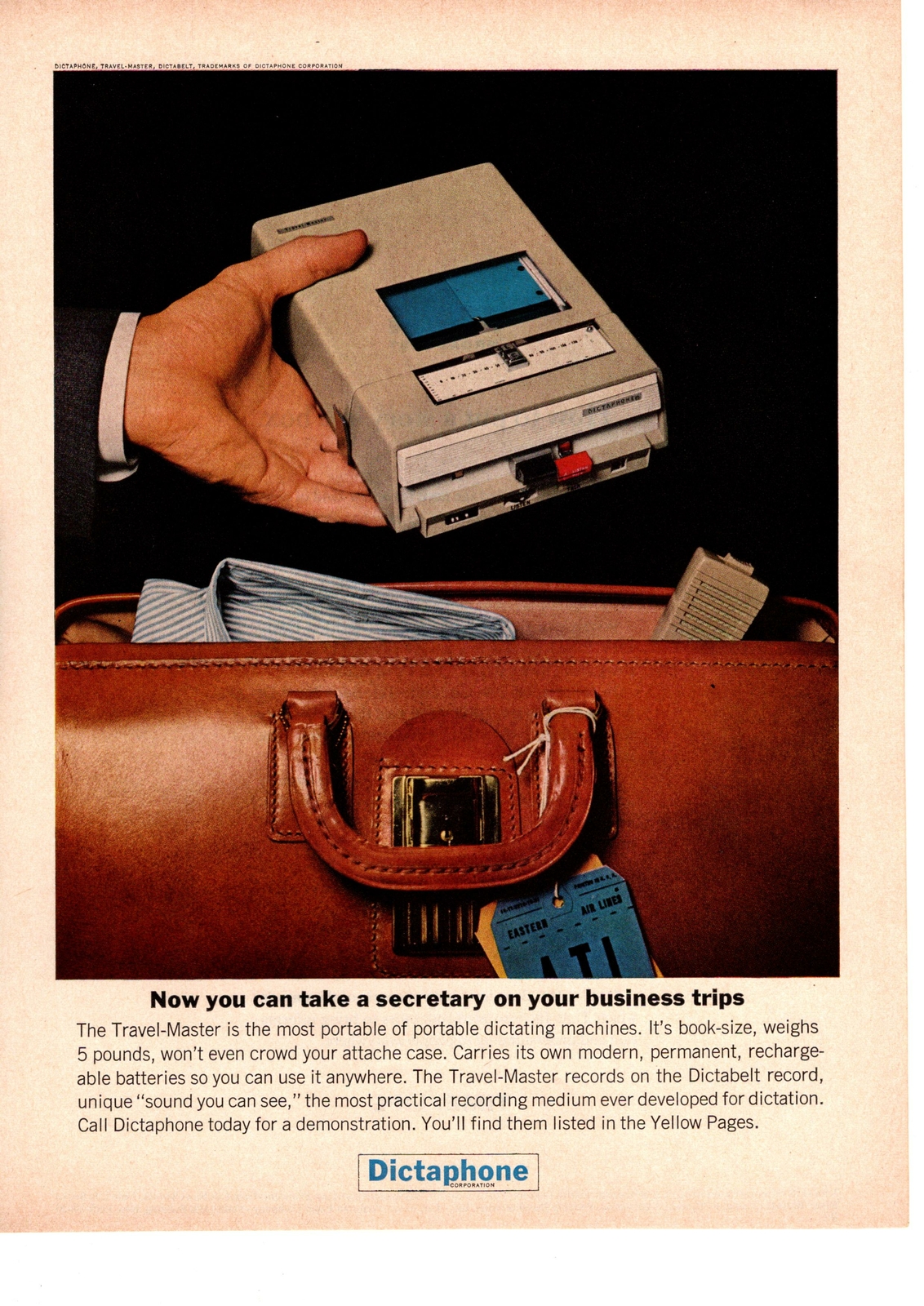 1964 Travel-Master Portable Dictating Machine By Dictaphone Corporation Print Ad