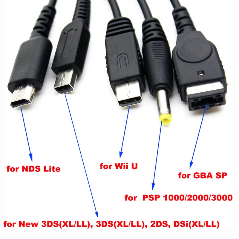 5 In 1 Usb Charging Cable Charger For Nintendo WII U 3DS NDSL XL DSI PSP  XN