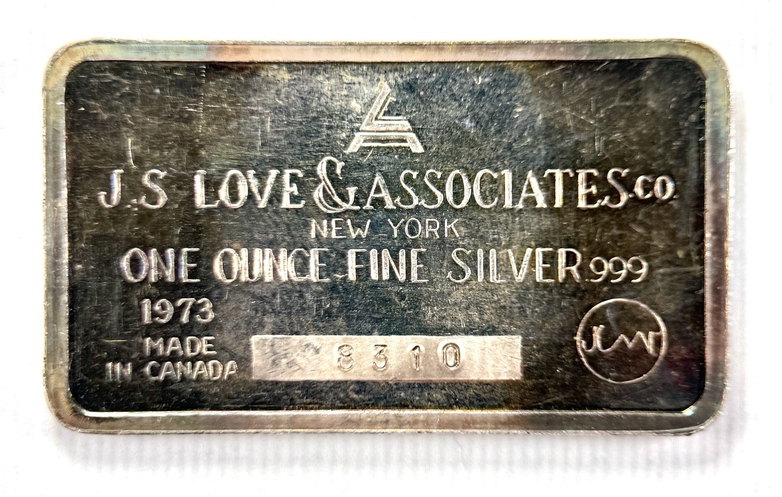 JS LOVE & ASSOCIATES CO NEW YORK ONE OUNCE FINE SILVER 1oz 1973 LIBRA CANADA 999