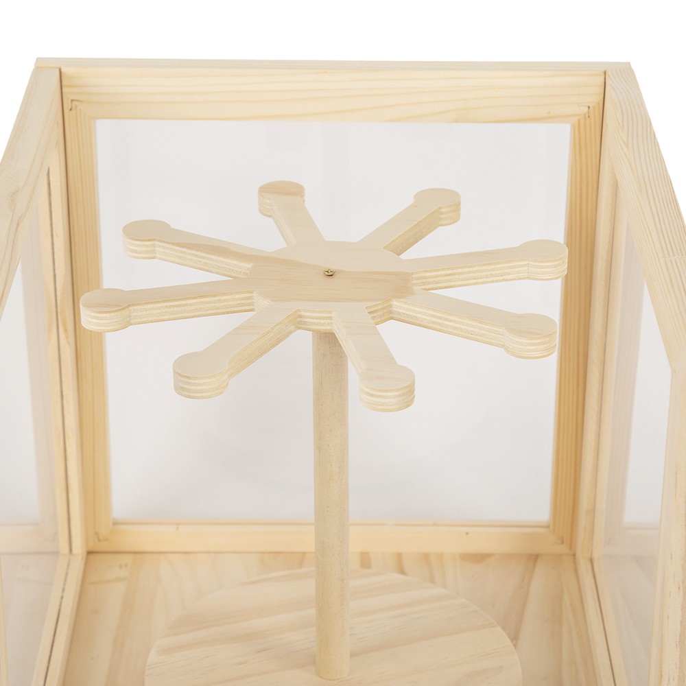 Rotating Clear Wooden Display Case Doll Hanging Storage Display Stand Dustproof