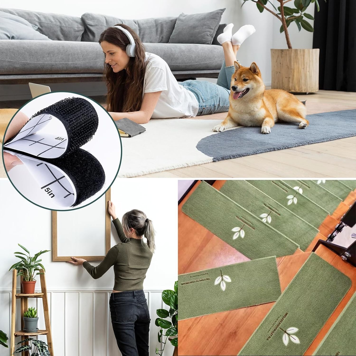 Durable 40Ft x 1In Hook and Loop Fastener Tape - Easy Peel & Stick Solution